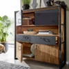 Highboard 141x150cm 'Montreux' Akazie & Metall schwarz