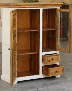 Highboard 100x128cm 'Nizza' Mango weiß natur