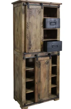 Highboard 80x175cm 'Railroad' Mango Holz & Eisen