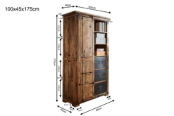 Highboard 100x175cm 'Railroad' Mango Holz & Eisen