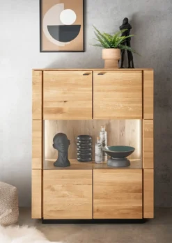 Highboard 99x127cm "Savona" Wildeiche geölt