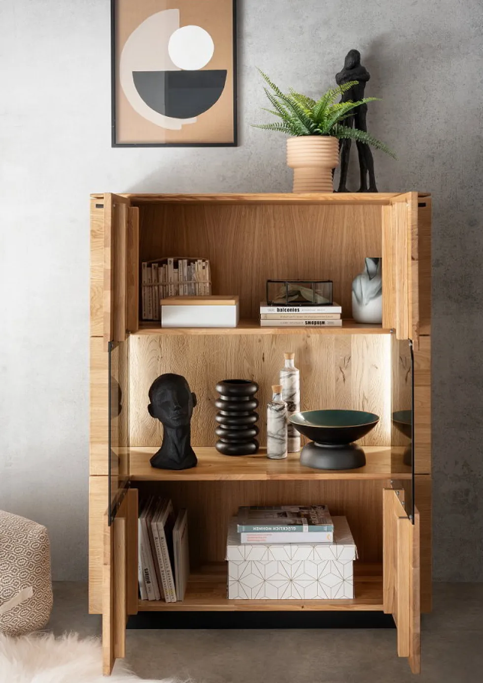 Highboard 99x127cm "Savona" Wildeiche geölt