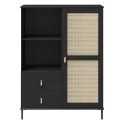 Highboard 100x136cm 'Seattle' Kiefer massiv schwarz