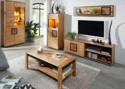 Highboard 100x151cm "Zarah" Wildeiche geölt Glas rechts