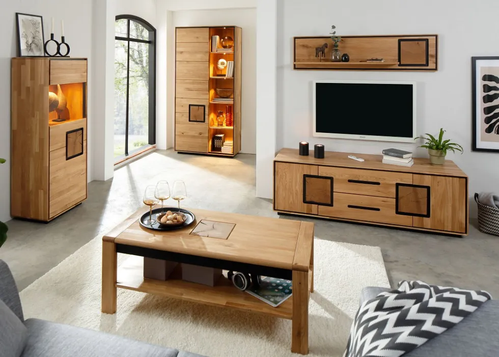 Highboard 129x125cm "Zarah" Wildeiche geölt