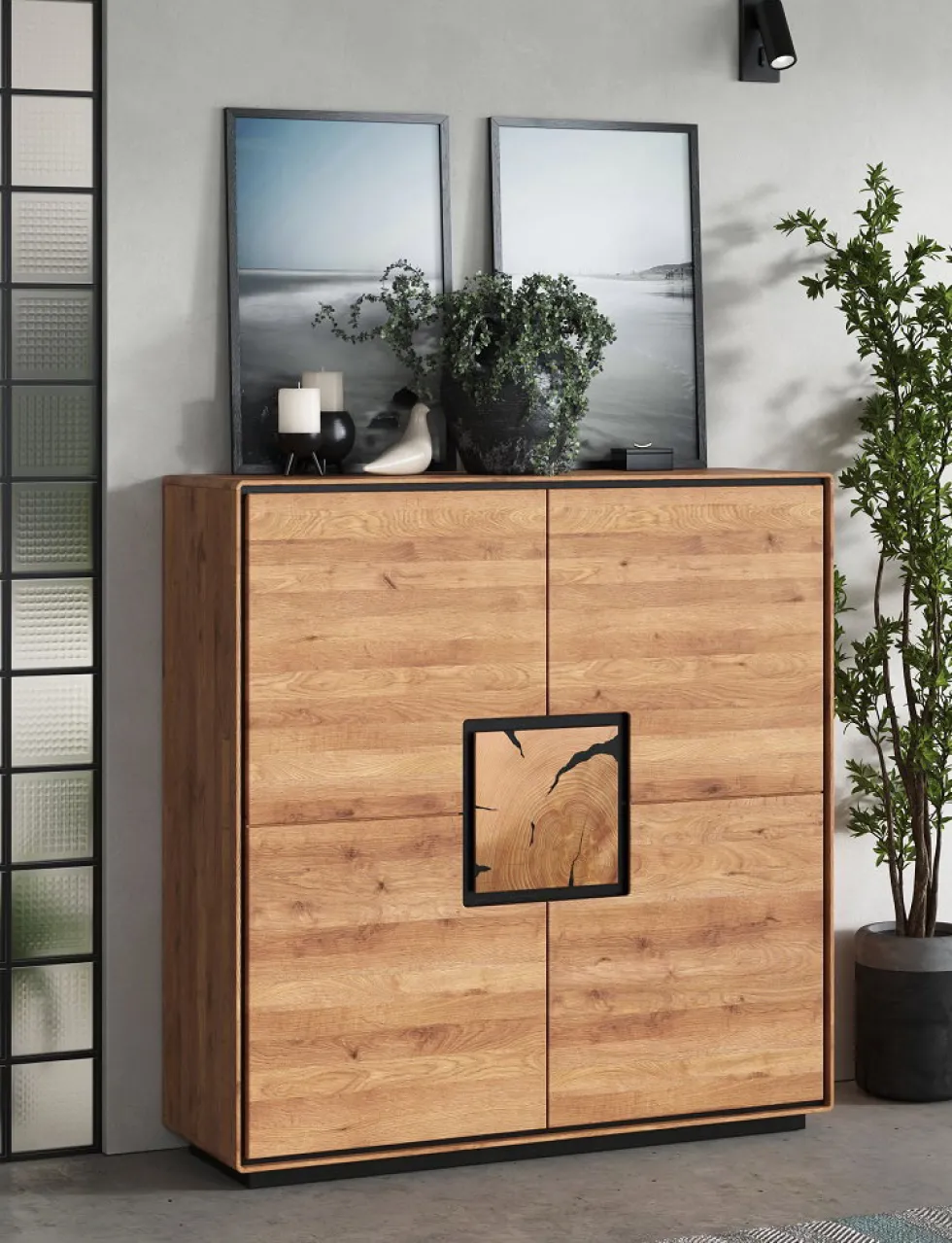 Highboard 129x125cm "Zarah" Wildeiche geölt