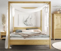 Himmelbett verschieden Breiten 'Jana' Kiefer massiv laugenfarbig 200x200cm