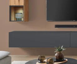 Hängeelement 140cm 'Locarno' MDF anthrazit mit Klappe