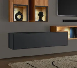 Hängeelement 140cm 'Locarno' MDF anthrazit mit Schubkasten