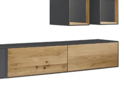 Hängeelement 180cm 'Locarno' Wildeiche massiv & MDF anthrazit