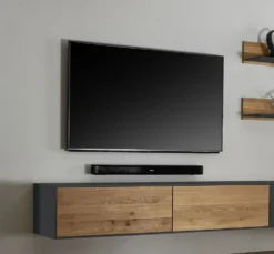 Hängeelement 180cm 'Locarno' Wildeiche massiv & MDF anthrazit