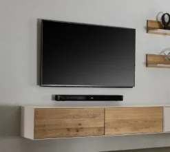 Hängeelement 180cm 'Locarno' Wildeiche massiv & MDF creme