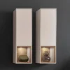 Hängevitrine 35x120cm 'Locarno II' Nussbaum massiv & Front MDF creme inkl.Beleuchtung