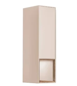 Hängevitrine 35x120cm 'Locarno II' Nussbaum massiv & Front MDF creme inkl.Beleuchtung