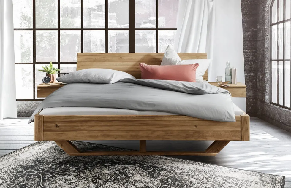 Jugendbett Überlänge 'Mona' 140x220cm Wildeiche geölt
