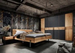 Jugendbett inkl. Beleuchtung 'Boston' 140x200cm Wildeiche geölt