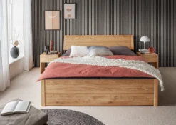 Jugendbett mit Bettkästen 140x200cm 'Marleen' Wildeiche massiv geölt