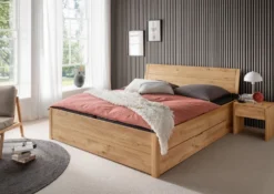 Jugendbett mit Bettkästen 140x200cm 'Marleen' Wildeiche massiv geölt