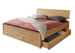 Jugendbett mit Bettkästen 140x200cm 'Marleen' Wildeiche massiv geölt