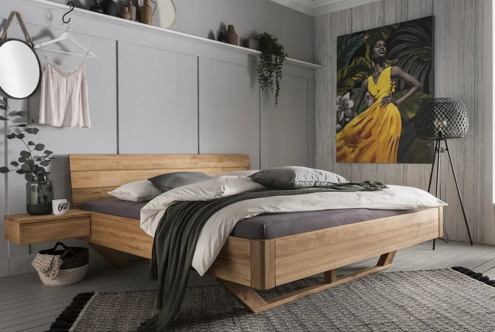 Jugendbett 'Mona' 140x200cm Wildeiche geölt