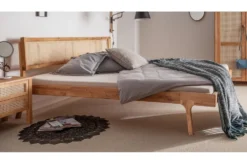 Jugendbett 140x200cm "Norden" Eiche & Rattangeflecht