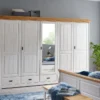 Kleiderschrank 315cm 5-trg. 'Mailand-Honig' Kiefer weiß 1 Spiegel