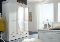 Kleiderschrank 192cm 3-trg."Mailand-Weiß" Kiefer weiß SZ-0132