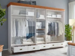 Kleiderschrank 315cm 5-trg. 'Mailand-Honig' Kiefer weiß SZ-0132