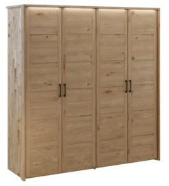 Kleiderschrank 191cm 4-trg. "Meran" Wildeiche massiv geölt