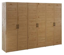 Kleiderschrank 285cm 6-trg. "Meran" Wildeiche massiv geölt