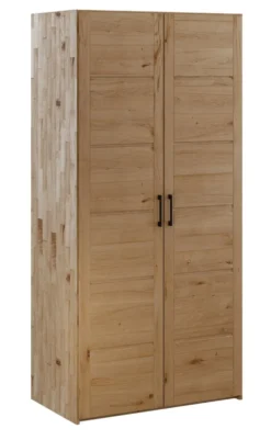 Kleiderschrank 96cm 2-trg. "Meran" Wildeiche massiv geölt