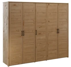 Kleiderschrank 238cm 5-trg. "Meran" Wildeiche massiv geölt