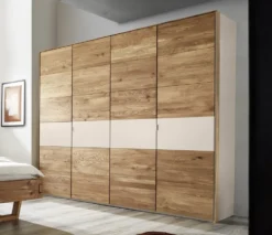 Kleiderschrank 4-trg. 245cm 'Salerno' Wildeiche & MDF creme