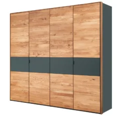 Kleiderschrank 4-trg. 245cm 'Salerno' Wildeiche & MDF anthrazit