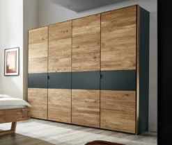 Kleiderschrank 4-trg. 245cm 'Salerno' Wildeiche & MDF anthrazit