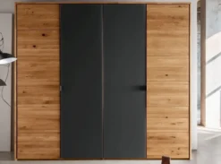 Kleiderschrank 4-trg. 245cm 'Salzburg' Wildeiche & Glas anthrazit