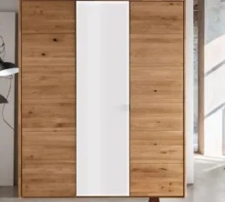 Kleiderschrank 3-trg. 185cm 'Salzburg' Wildeiche & Glas weiß