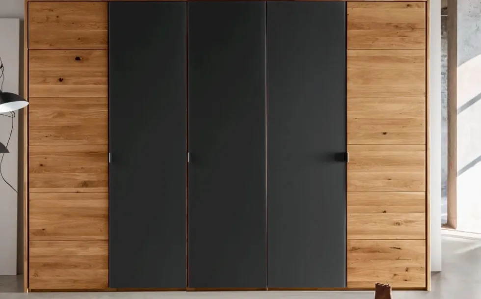 Kleiderschrank 5-trg. 304cm 'Salzburg' Wildeiche & Glas anthrazit