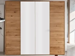 Kleiderschrank 4-trg. 245cm 'Salzburg' Wildeiche & Glas weiß