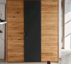 Kleiderschrank 3-trg. 185cm 'Salzburg' Wildeiche & Glas anthrazit