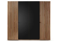 Kleiderschrank 4-trg. 240cm Wildeiche massiv 'Dallas' geölt & schwarz