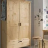 Kleiderschrank 2-trg. "Maja" 100cm Kiefer massiv laugenfarbig