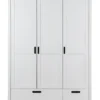 Kleiderschrank 3-trg. "Maja" 144cm Kiefer massiv weiß lackiert