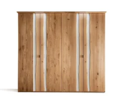 Kleiderschrank Wildeiche & Weißglas 'Bregenz' verschiedene Breiten 120cm 2-trg.