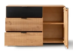 Kommode 138cm 'Malaga ' Wildeiche verschiedene Variationen möglich Holz schwarz schräg Glas weiß