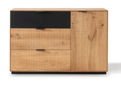 Kommode 138cm 'Malaga ' Wildeiche verschiedene Variationen möglich Holz schwarz schräg Glas weiß
