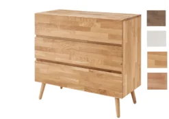 Kommode 4 Holzfarben zur Auswahl 'Grace' 100cm Massivholz Buche Mokka-farbig gebeizt