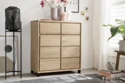Kommode 2 Türen 2 SK 88x91cm 'Bedford' Eiche geölt mit Sockel oder Füße mit schwarzem Fußgestell