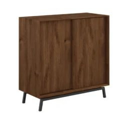 Kommode 101x101cm 'Dubai' Wildeiche Tabacco 2 Türen 1x Holz / 1x Glas