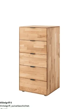 Kommode 50x103cm 3 Griffvarianten 'Watson' Wildeiche geölt Steggriff schwarz